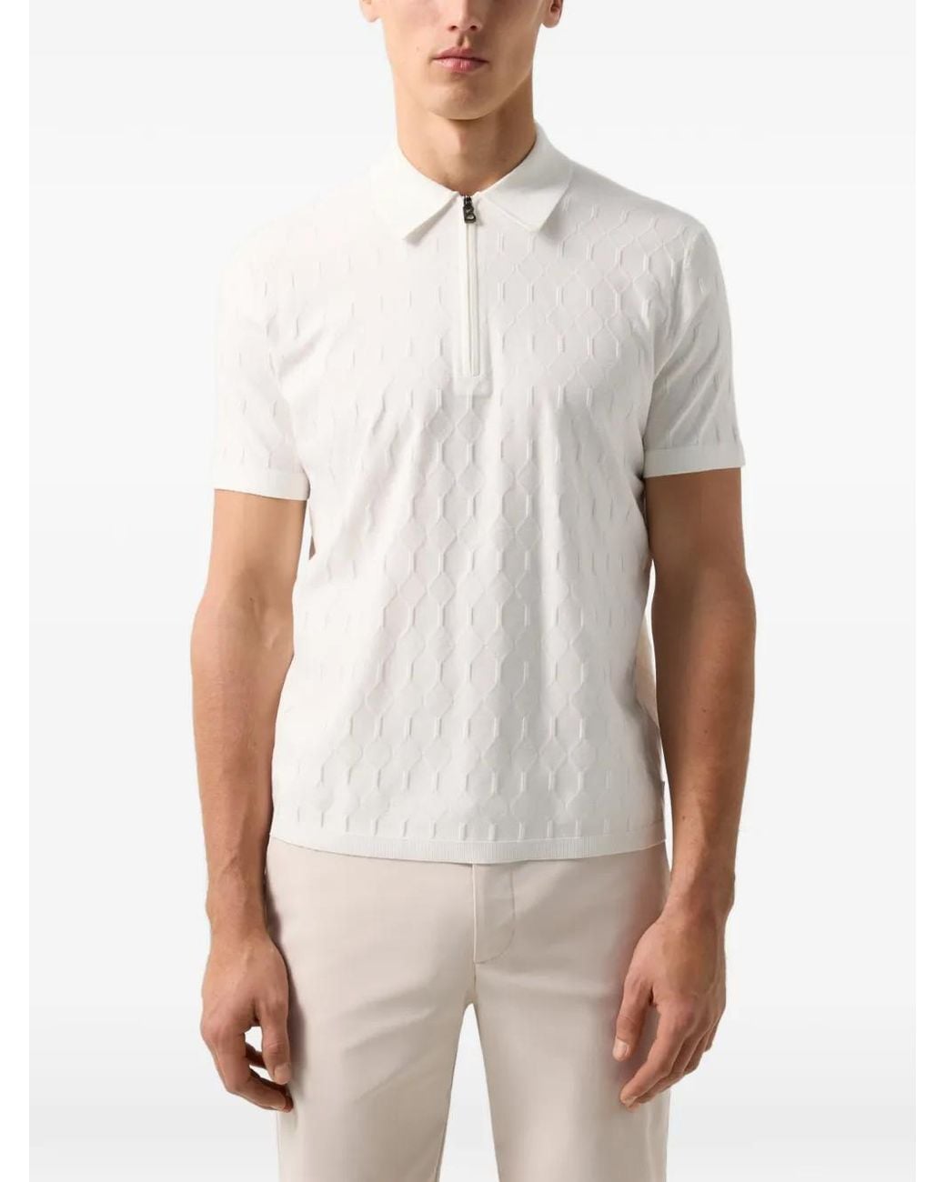 Bogner White Polo Maxim En Maille Alvéolée for men