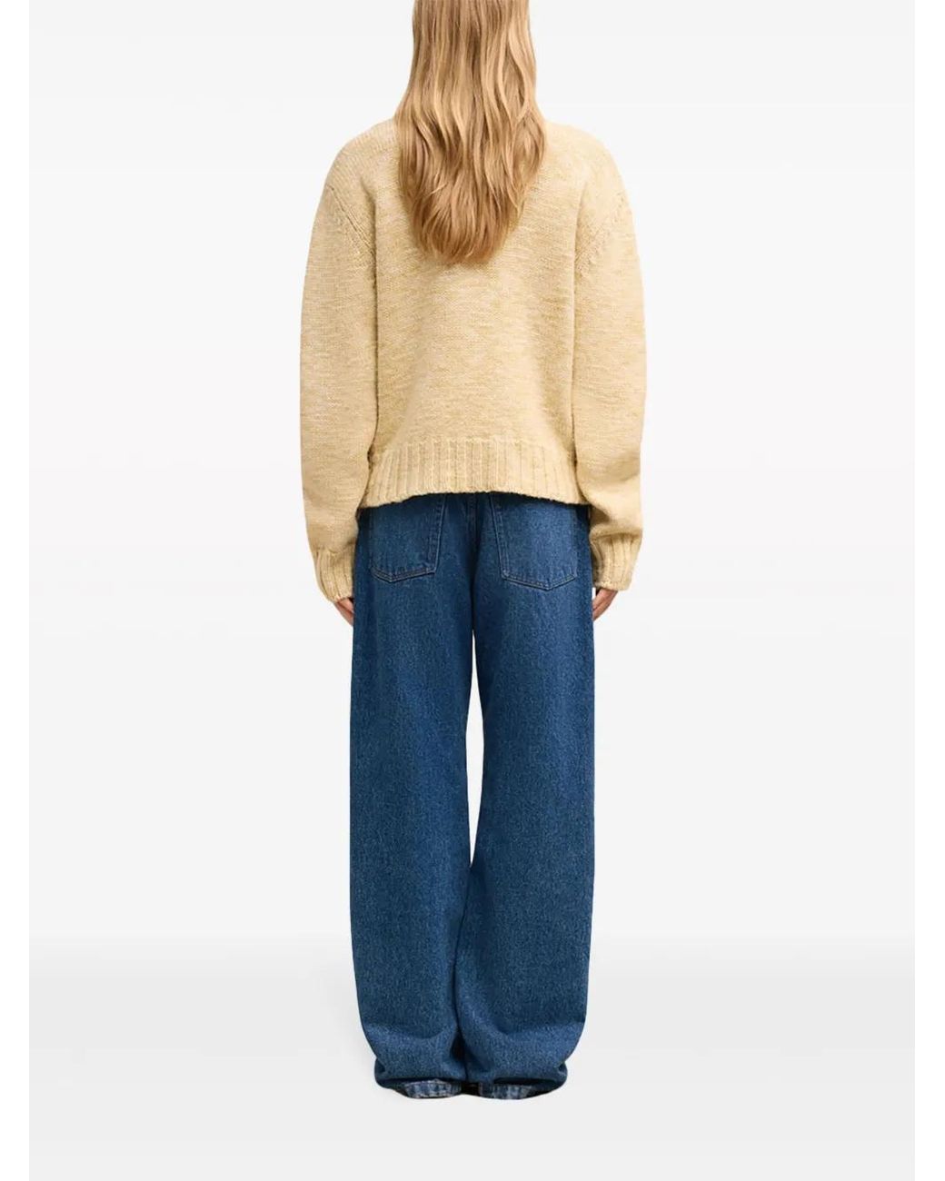AMI Natural Shearling Crew Neck Sweater
