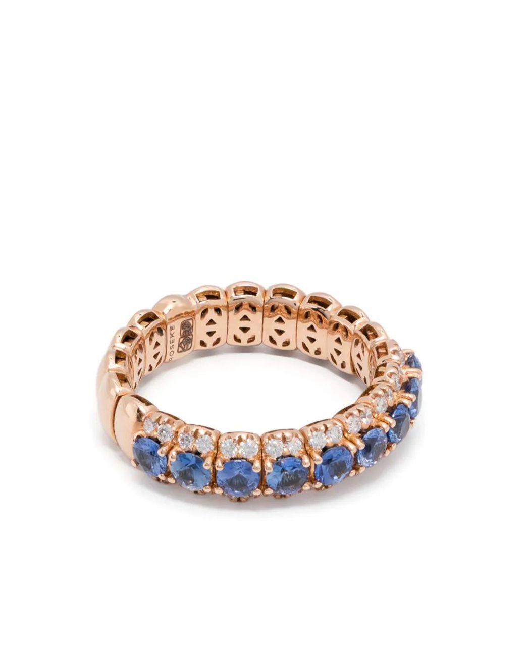 ROSEKEY White 18K Rose Sapphires And Diamonds Ring