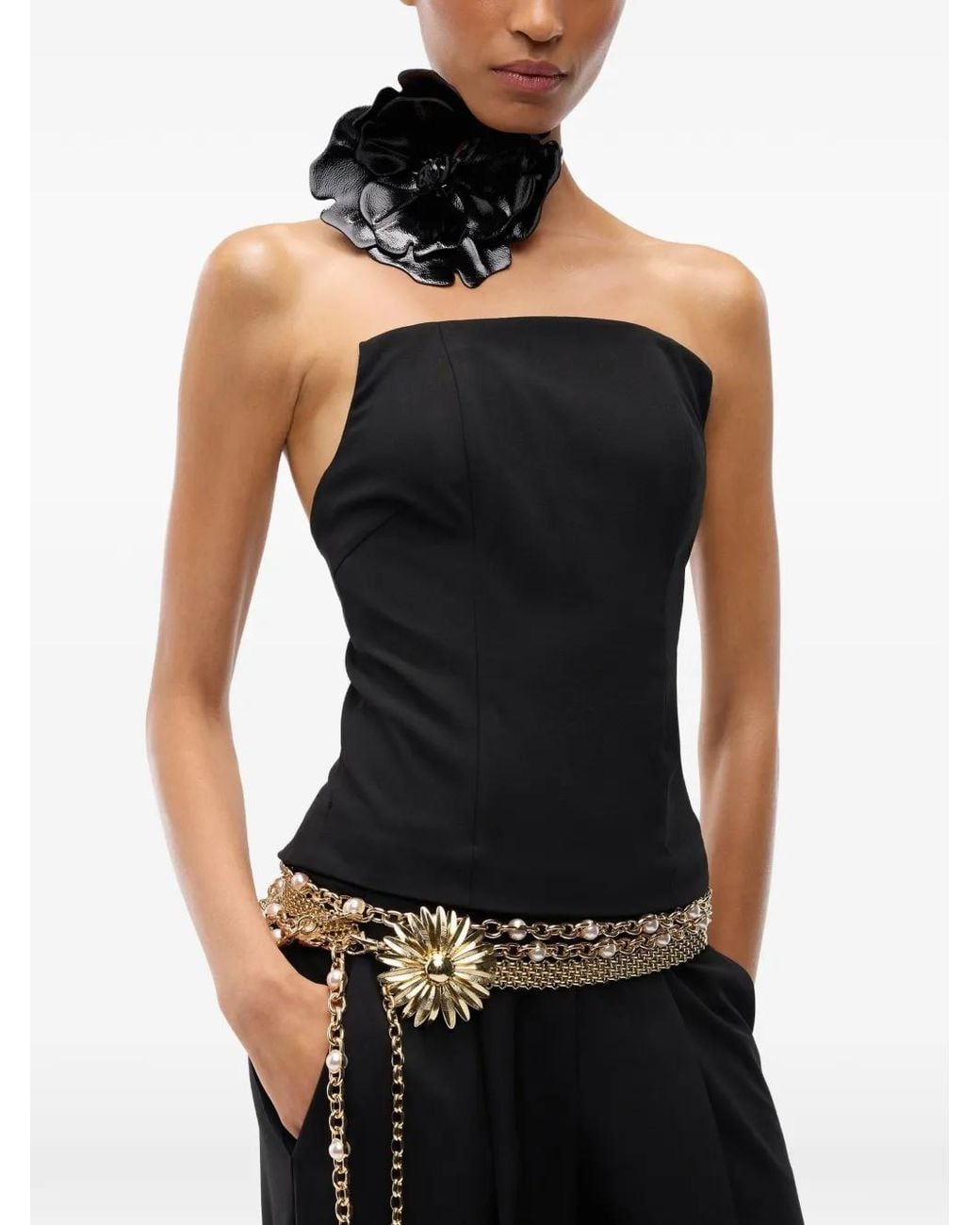 Pinko Black Long Jumpsuit With Bodice