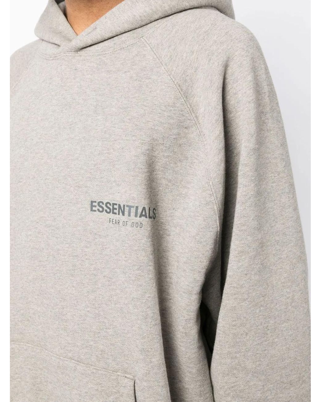 Fear Of God Gray Chest Logo-Print Detail Hoodie for men