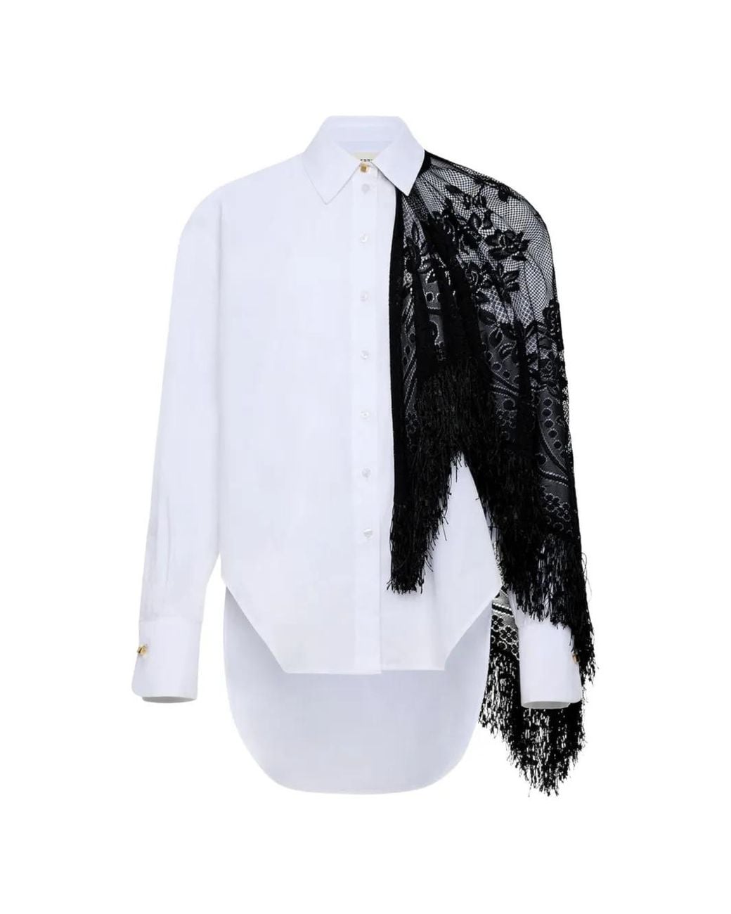 Hellessy Blue Lowel Lace-Trimmed Fringed Shirt