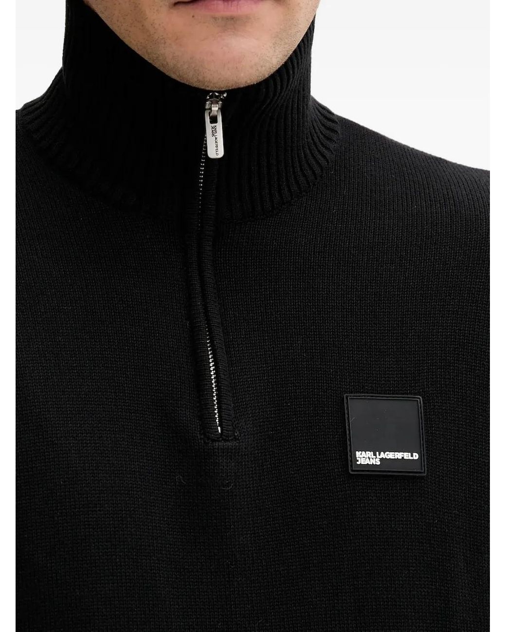 Karl Lagerfeld Half-Zip Logo-Patch Sweatshirt in Black for Men
