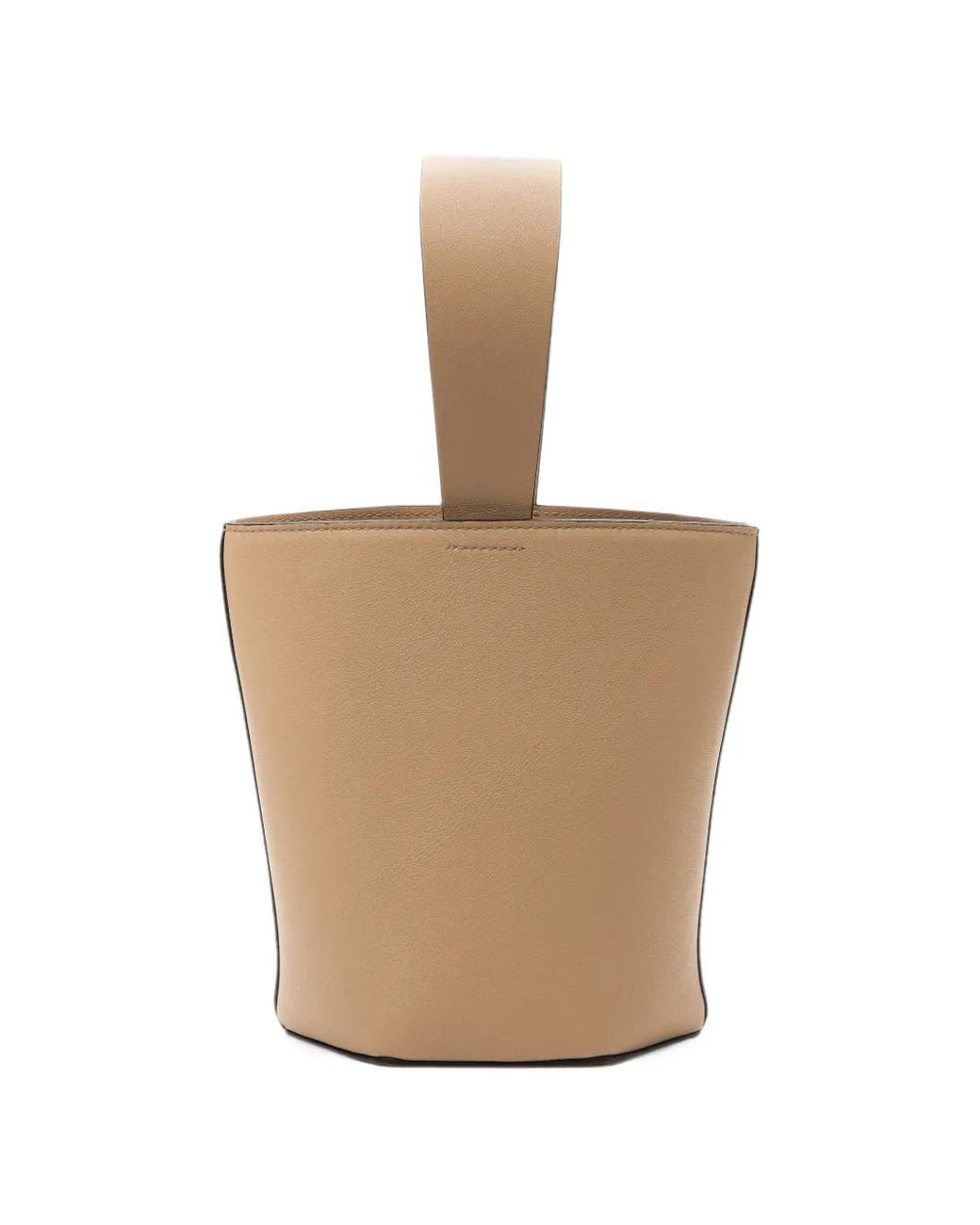 La Portegna White Julieta Knot-Detail Leather Bucket Mini Bag