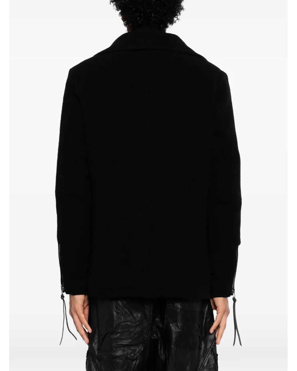D HYGEN Black Tweed Peacoat for men