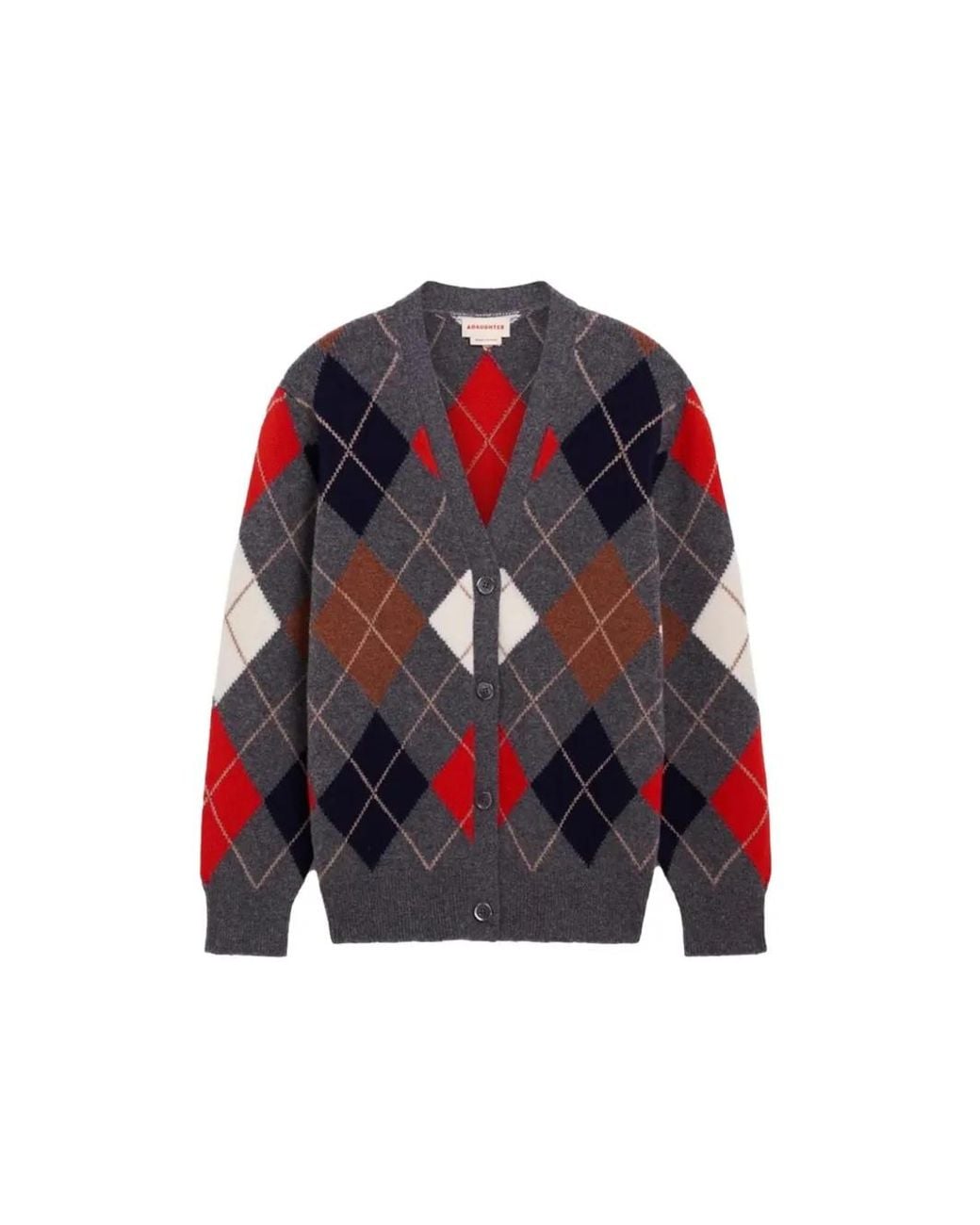 &Daughter Red Ava Argyle-Pattern Cardigan