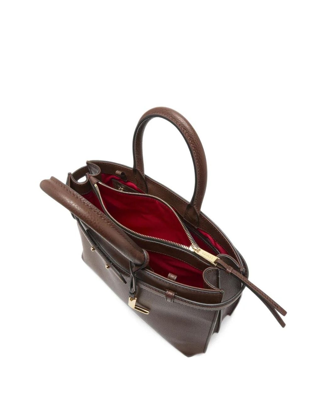 Lancel Brown Logo-Pendant Pebbled-Leather Tote Bag