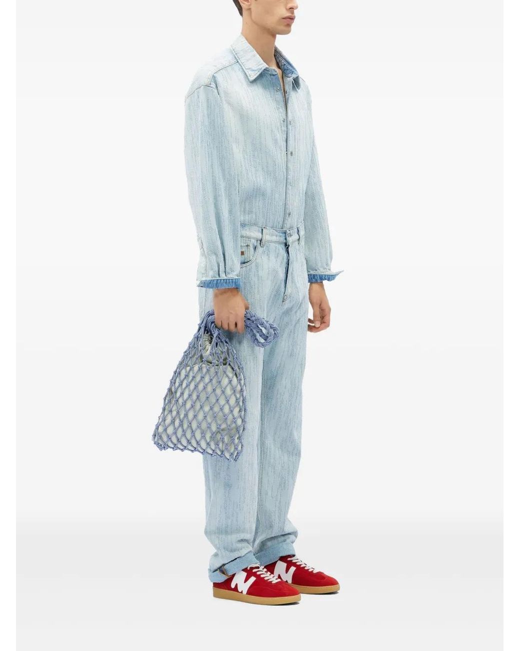 MSGM Blue Stitch-Detail Jeans for men
