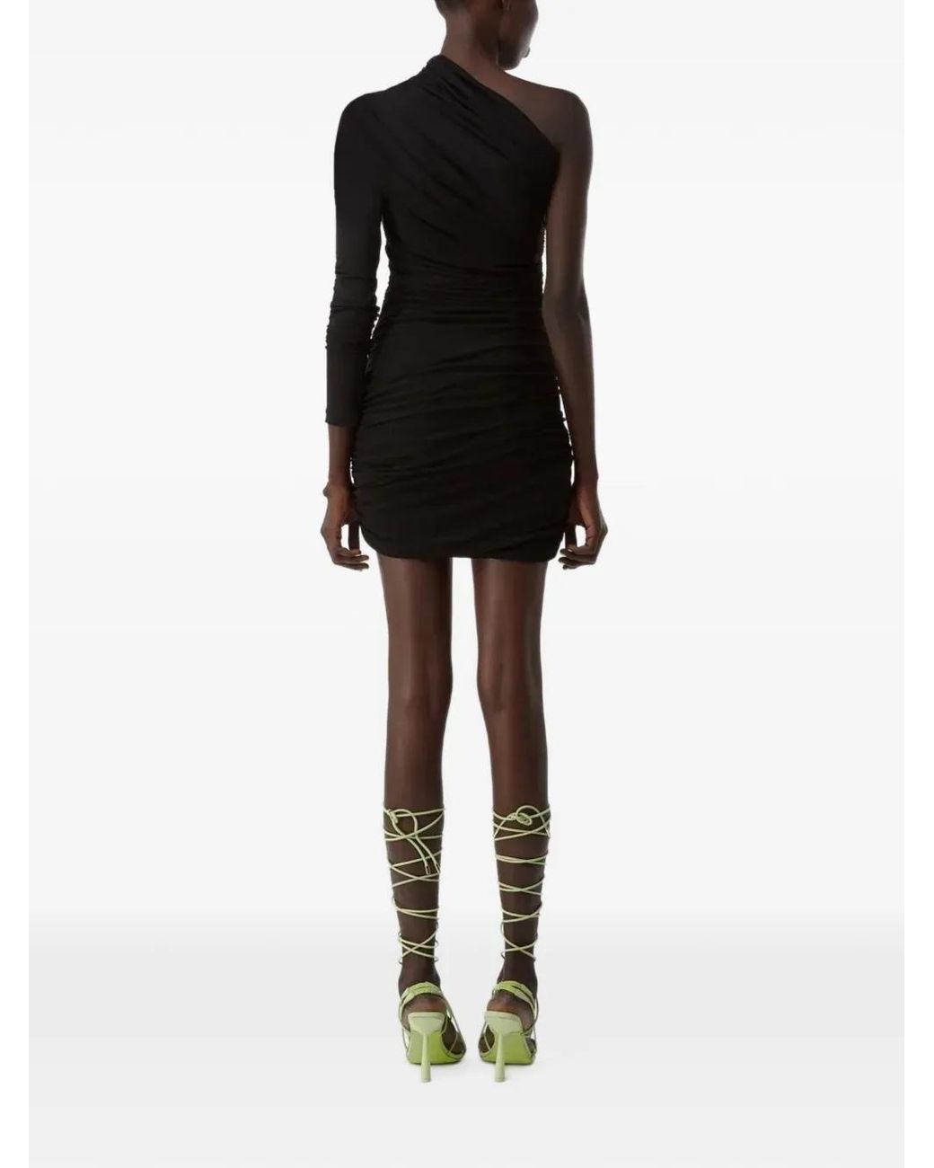 GAUGE81 Black Pila One-Sleeve Ruched Mini Dress