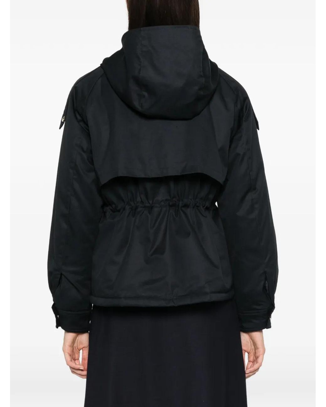 Maje Black Bow-Detail Drawstring-Waist Parka