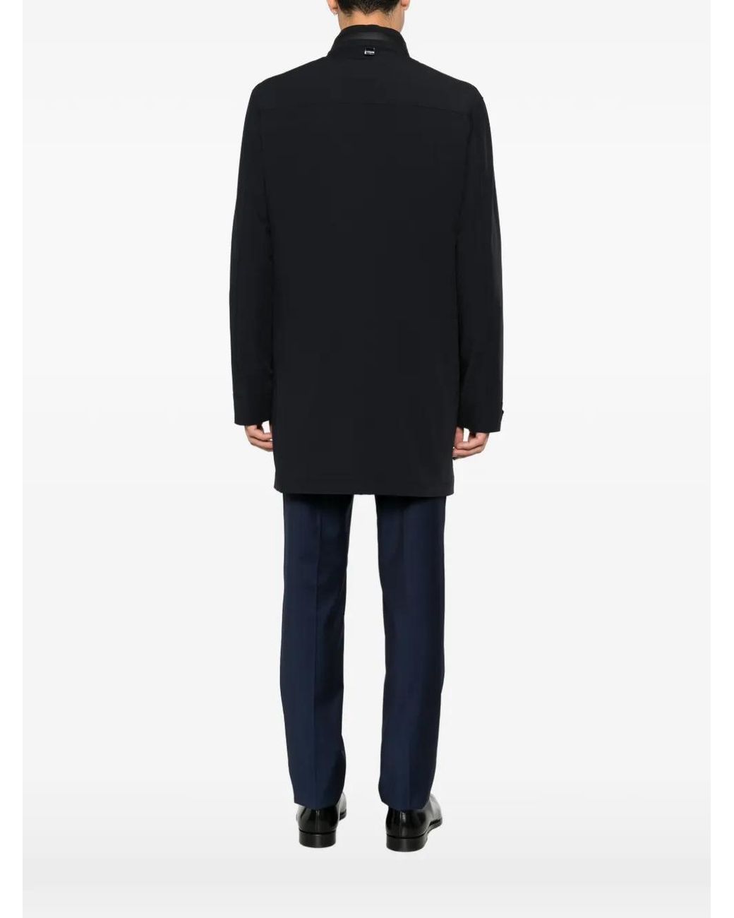 Corneliani Black High-Neck Zip-Pocket Coat for men