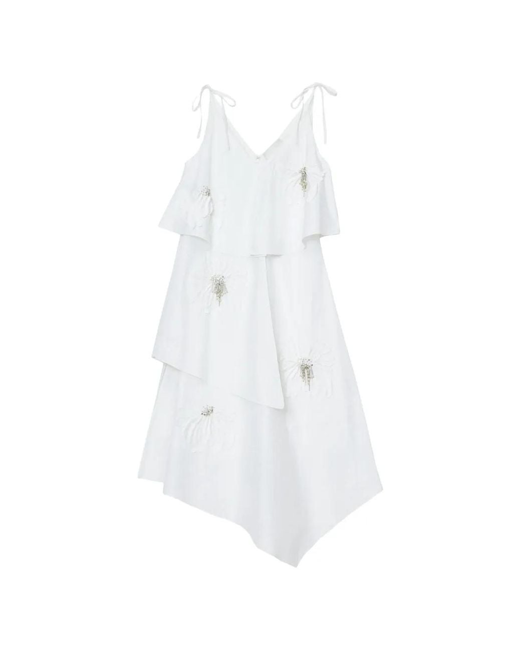 3.1 Phillip Lim White Appliqué Layered Midi Dress