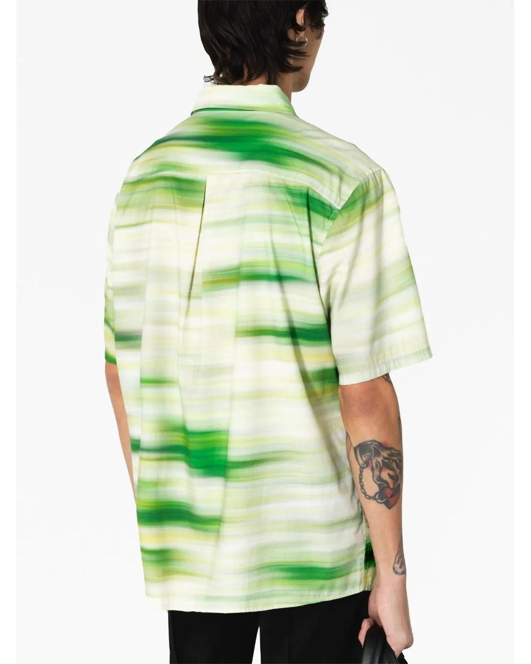 John Elliott Green Abstract-Pattern Short-Sleeve Shirt for men