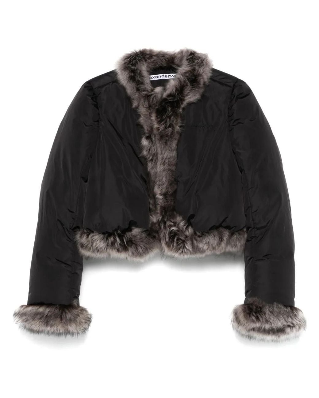 Alexander Wang Black Faux Fur-Trim Puffer Jacket