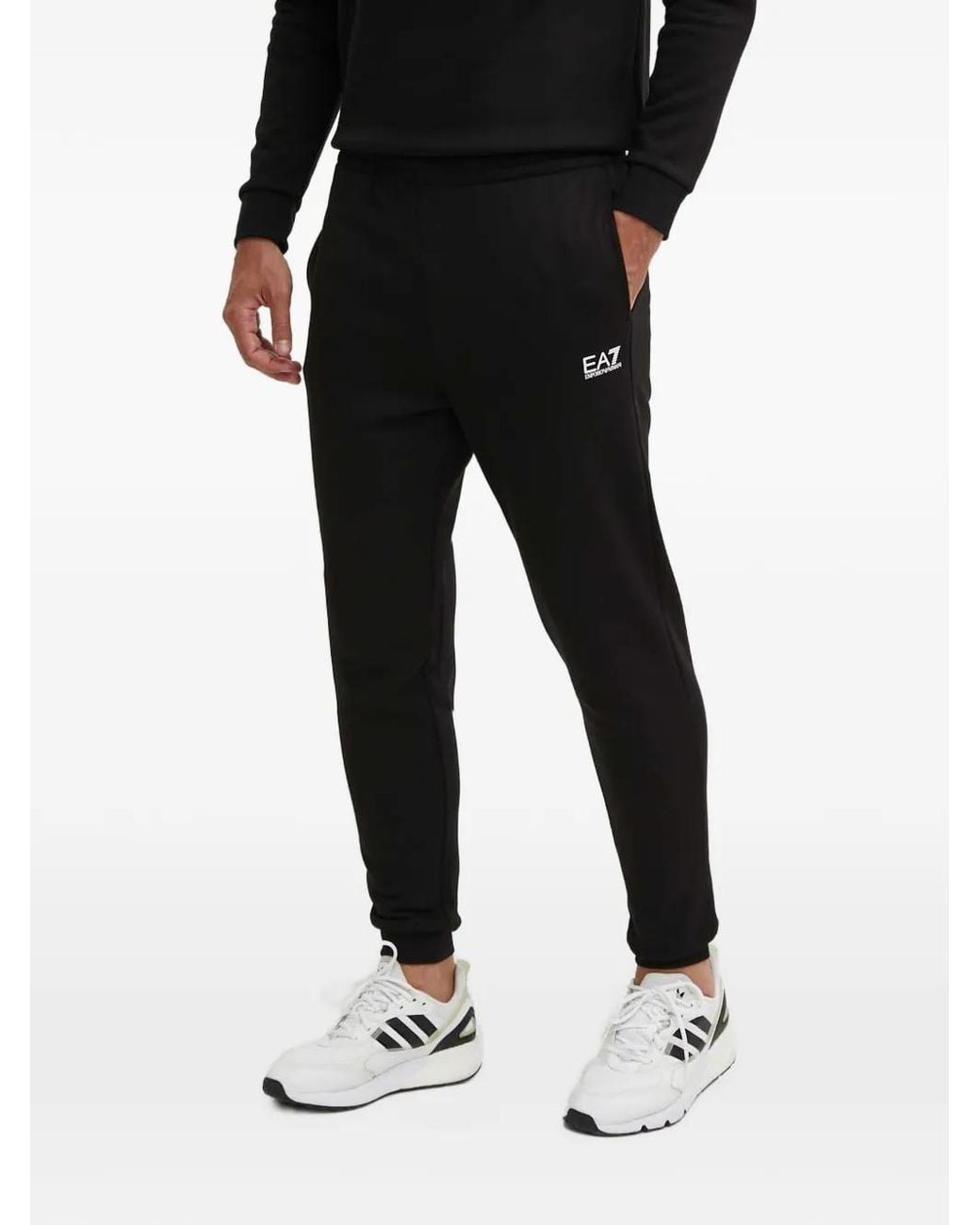 EA7 Black Logo-Print Tracksuit for men
