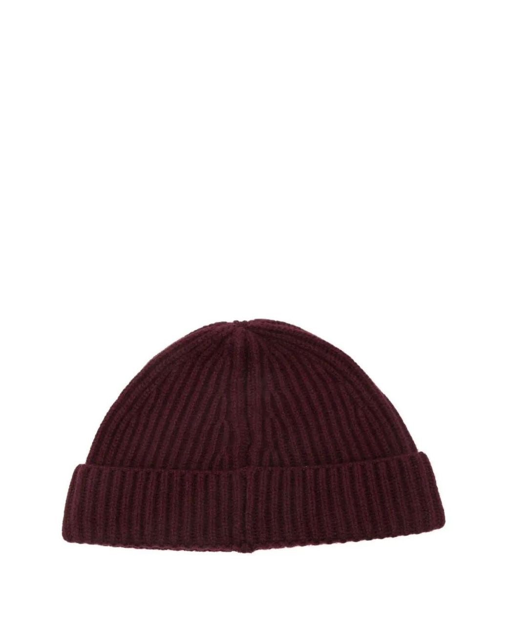 Amaranto Red Ribbed-Knit Beanie