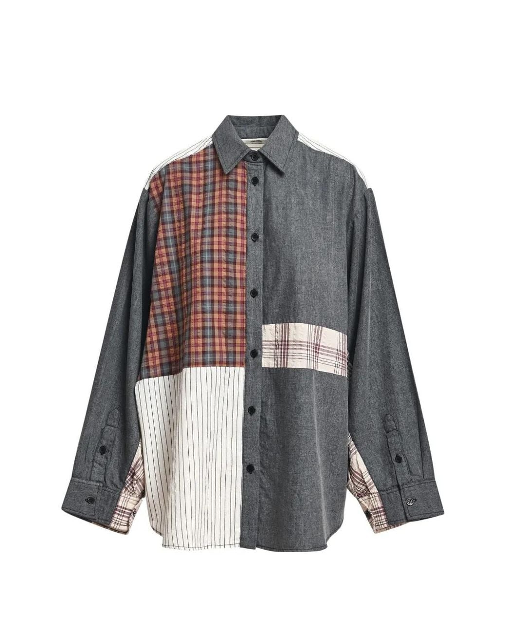 Essentiel Antwerp Gray Kingsley Patchwork Shirt