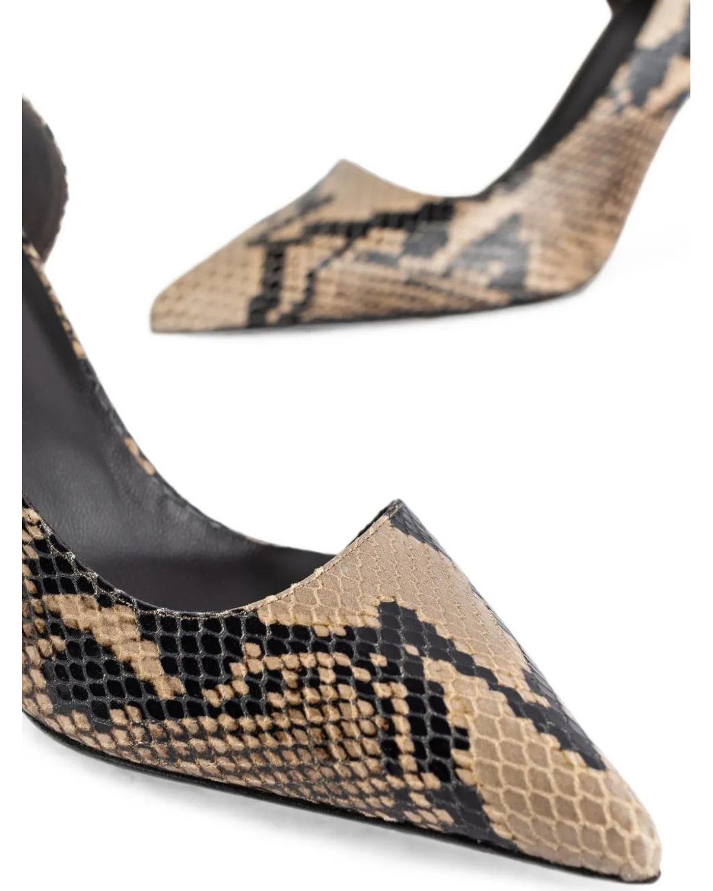 Khaite Metallic Taupe Python-Embossed Calf Leather Jett D'Orsay Pumps With Side Cut-Out