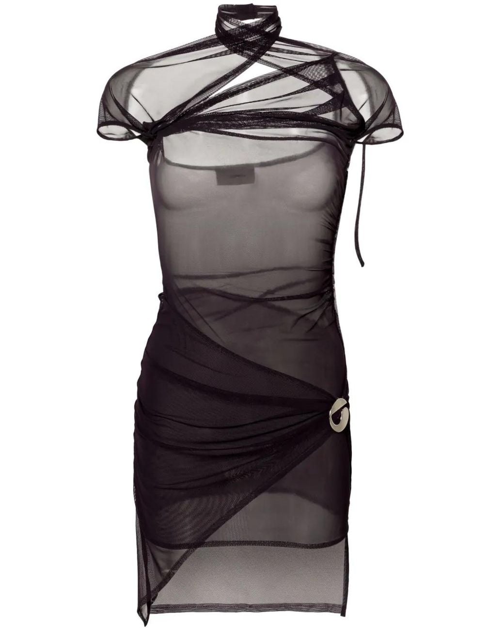 Coperni Black Asymmetric Draped Dress