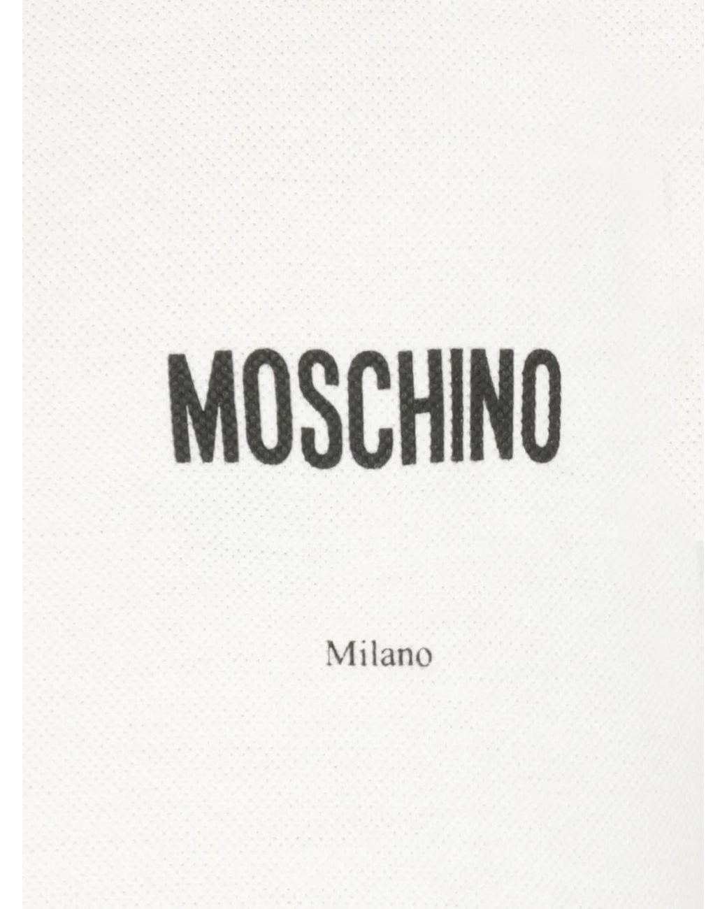 Moschino White Three-Button Logo Polo Shirt for men