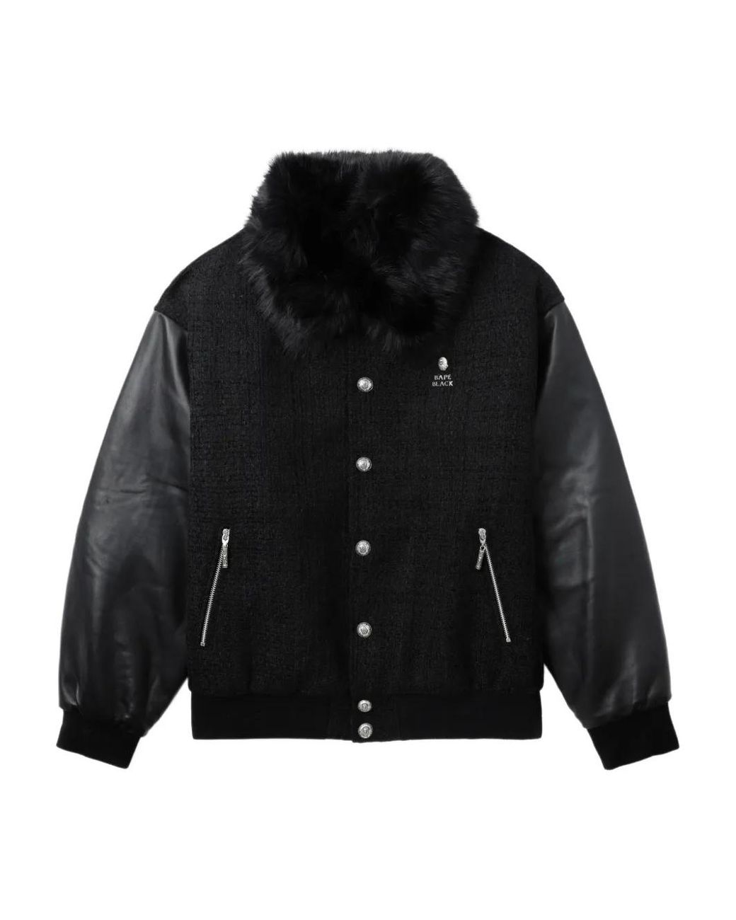 A Bathing Ape Black Trimmed-Collar Bomber Jacket for men