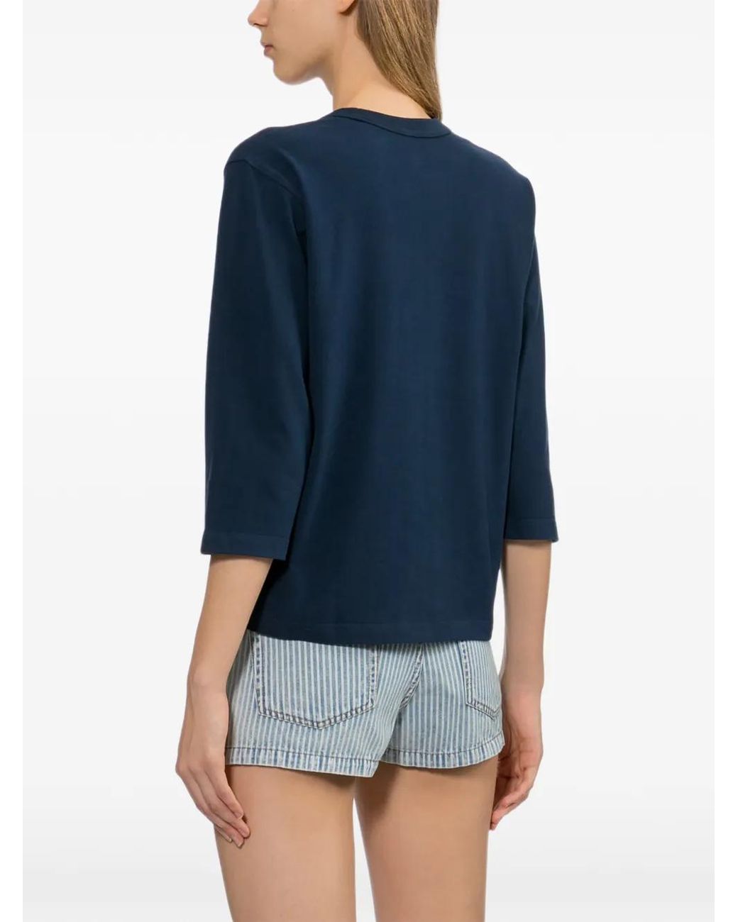 AAPE BY A BATHING AP Blue Logo-Patched Crew Neck T-Shirt