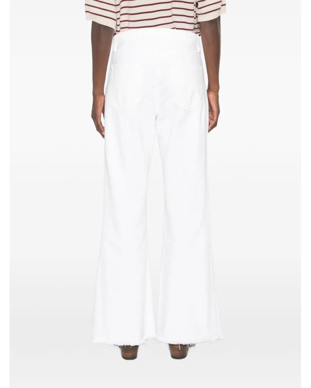 FRAME White Frayed-Hem Jeans