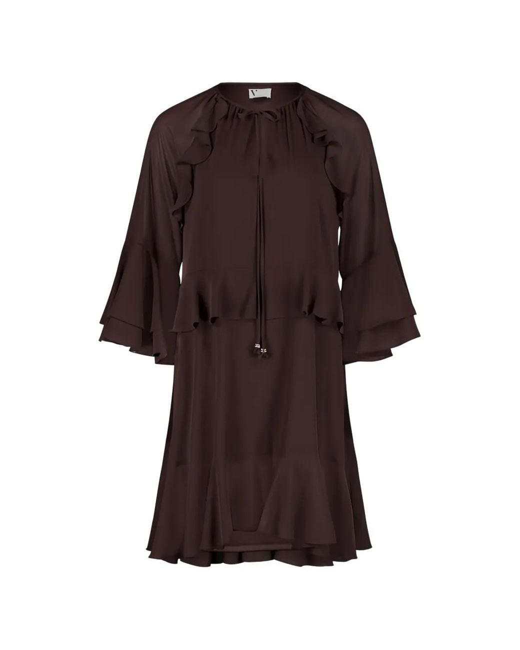 Vera Mont Brown Ruffled Tiered Mini Dress