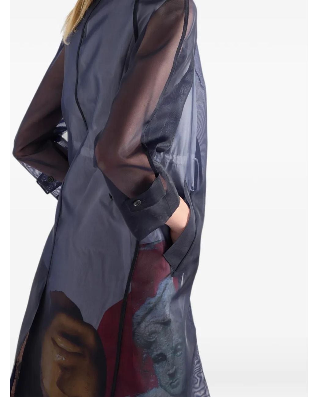 Prada Blue Single-Breasted Crinoline Coat