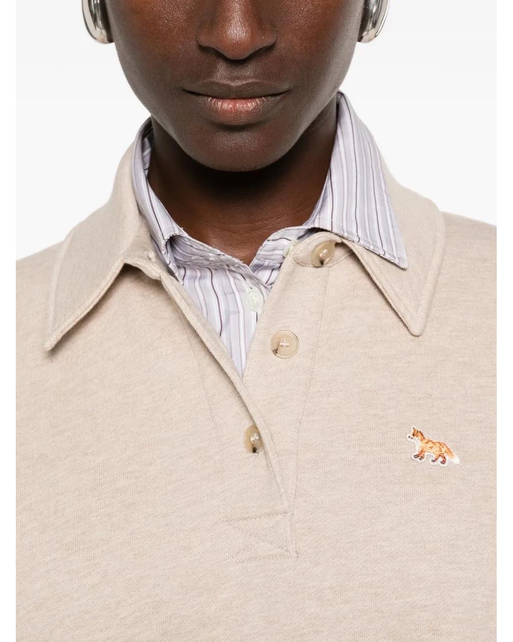Maison Kitsuné Natural Fox-Patch Polo Shirt