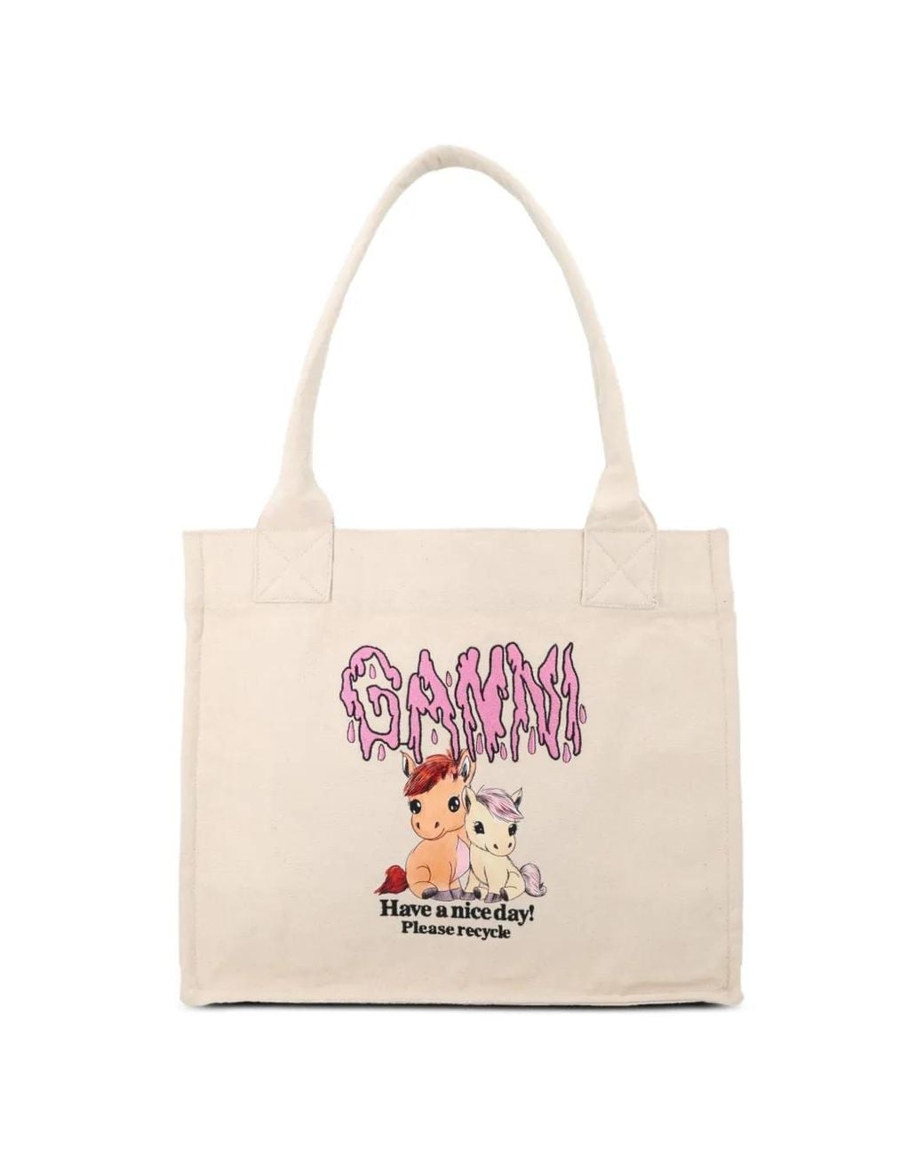 Ganni Pink Tote Bag With Print