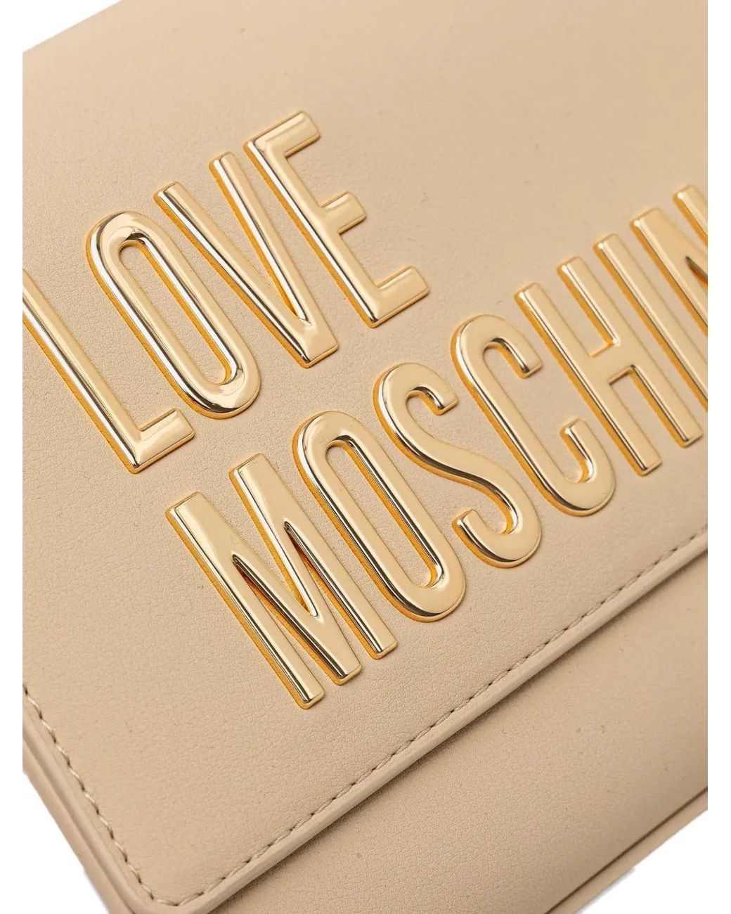 Love Moschino Natural Logo-Plaque Chain Tote Bag