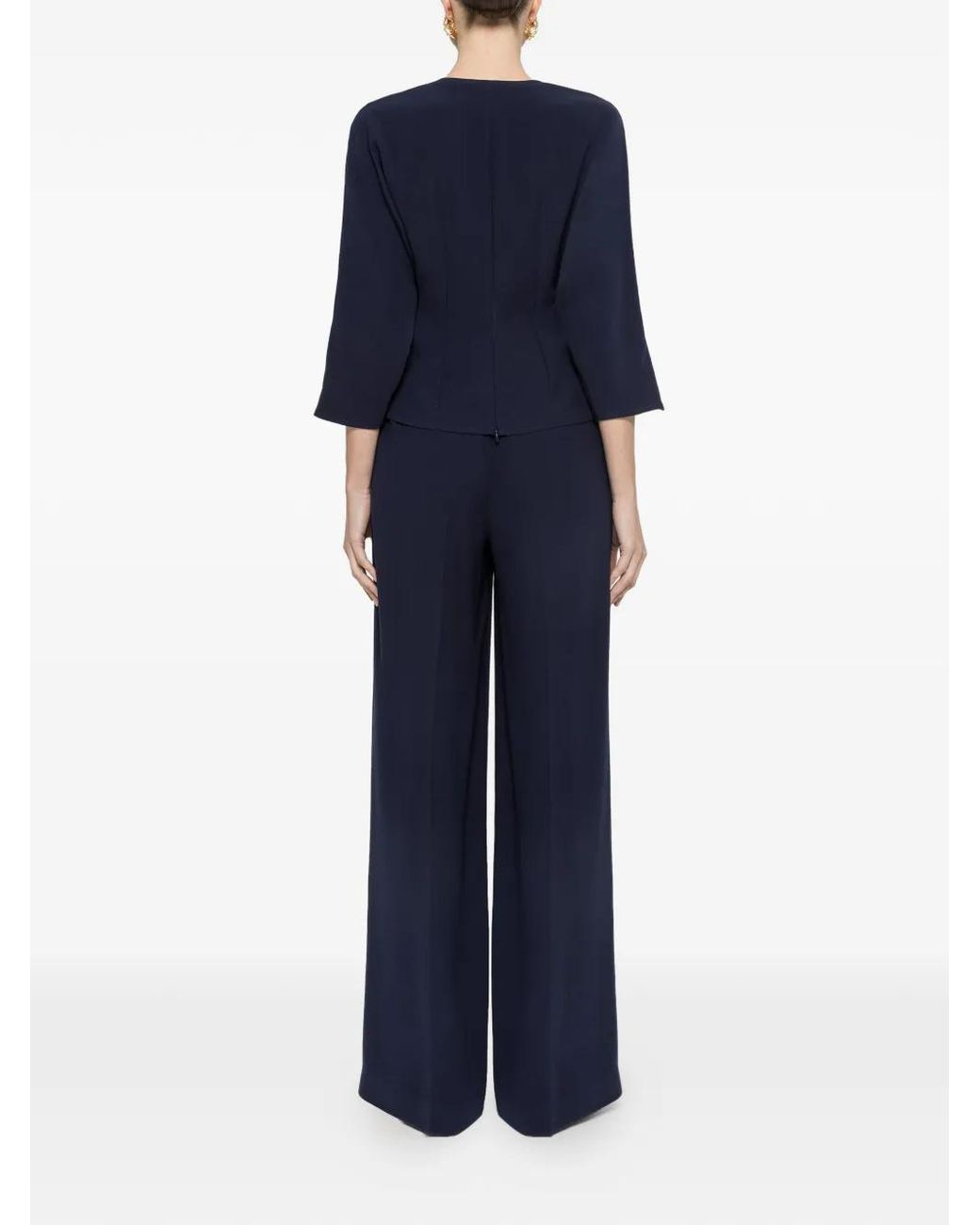 Nissa Blue V-Neck Crepe Top