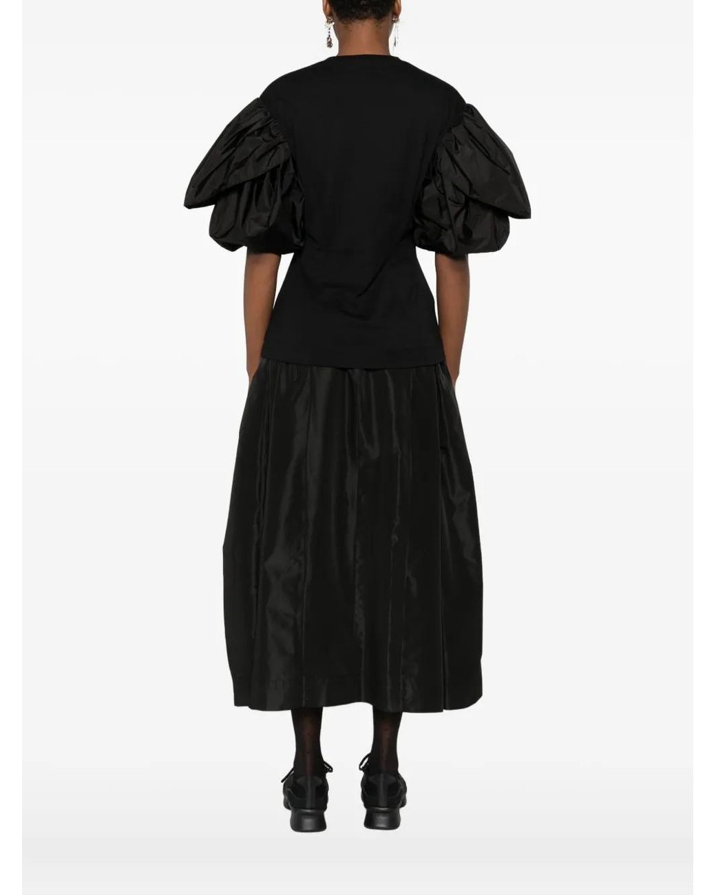 Simone Rocha Black Ruffled-Sleeves T-Shirt