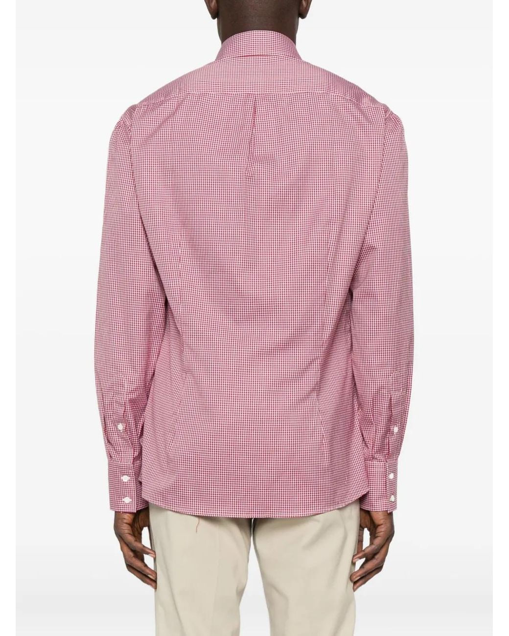 Brunello Cucinelli Pink Gingham Shirt for men
