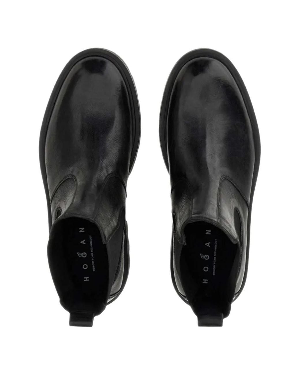 Hogan Black Leather Chelsea Boots