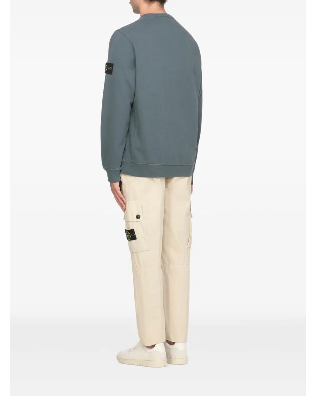 Stone Island Blue Compass-Motif Sweater for men