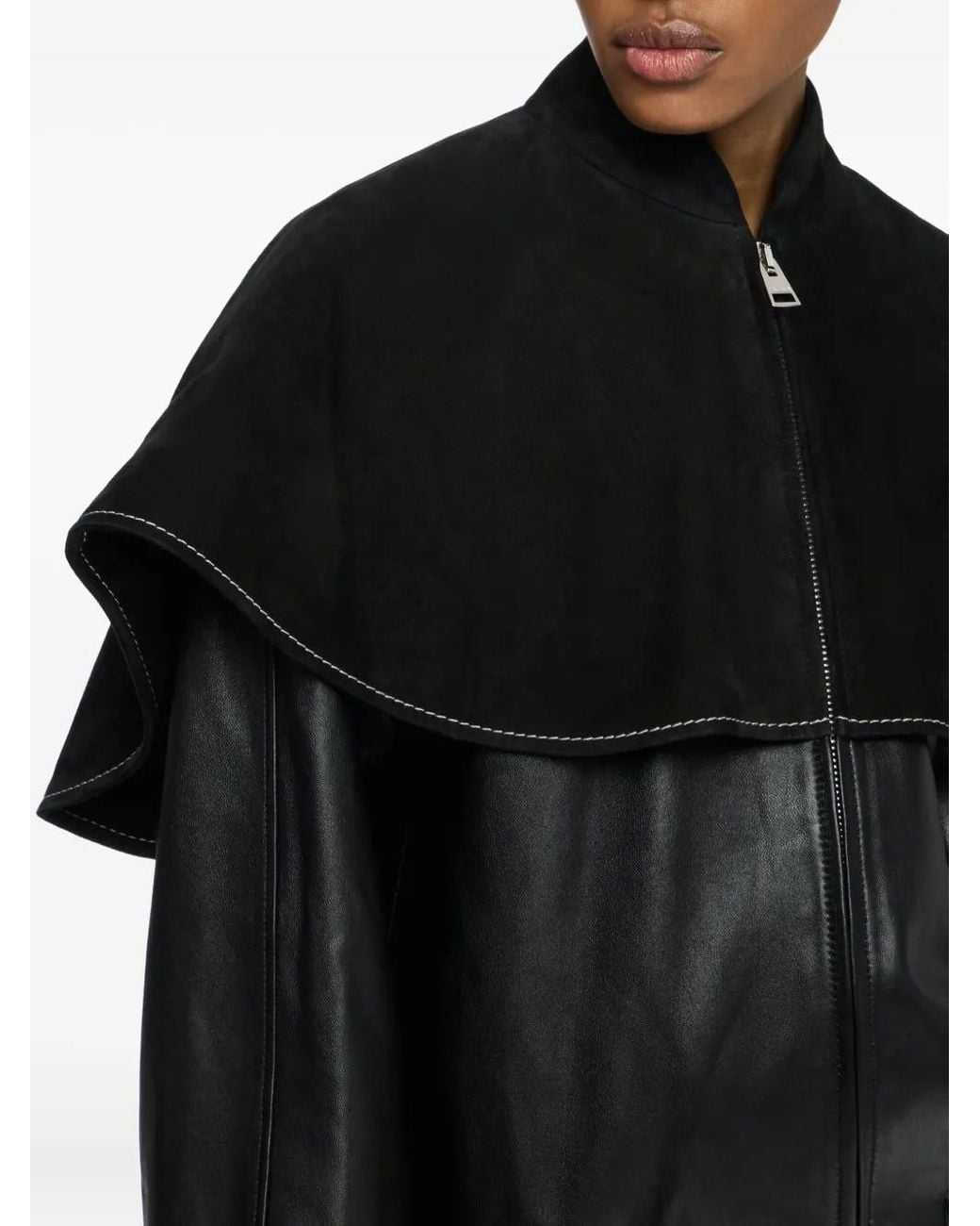 J.W. Anderson Black Oversized-Collar Leather Jacket
