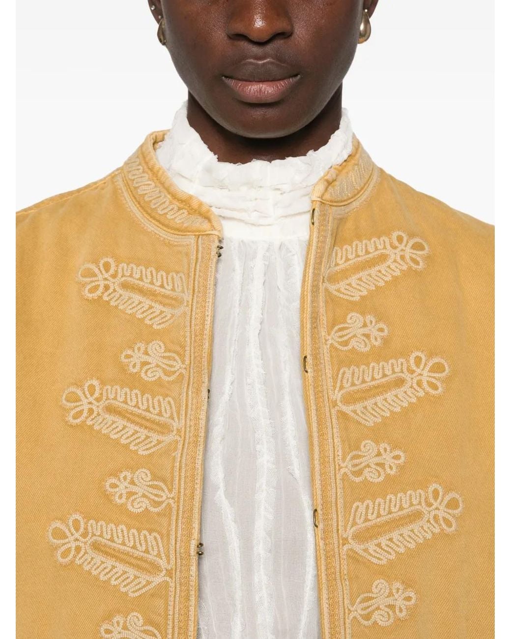 Isabel Marant Natural Veste Emalia En Jean À Broderies