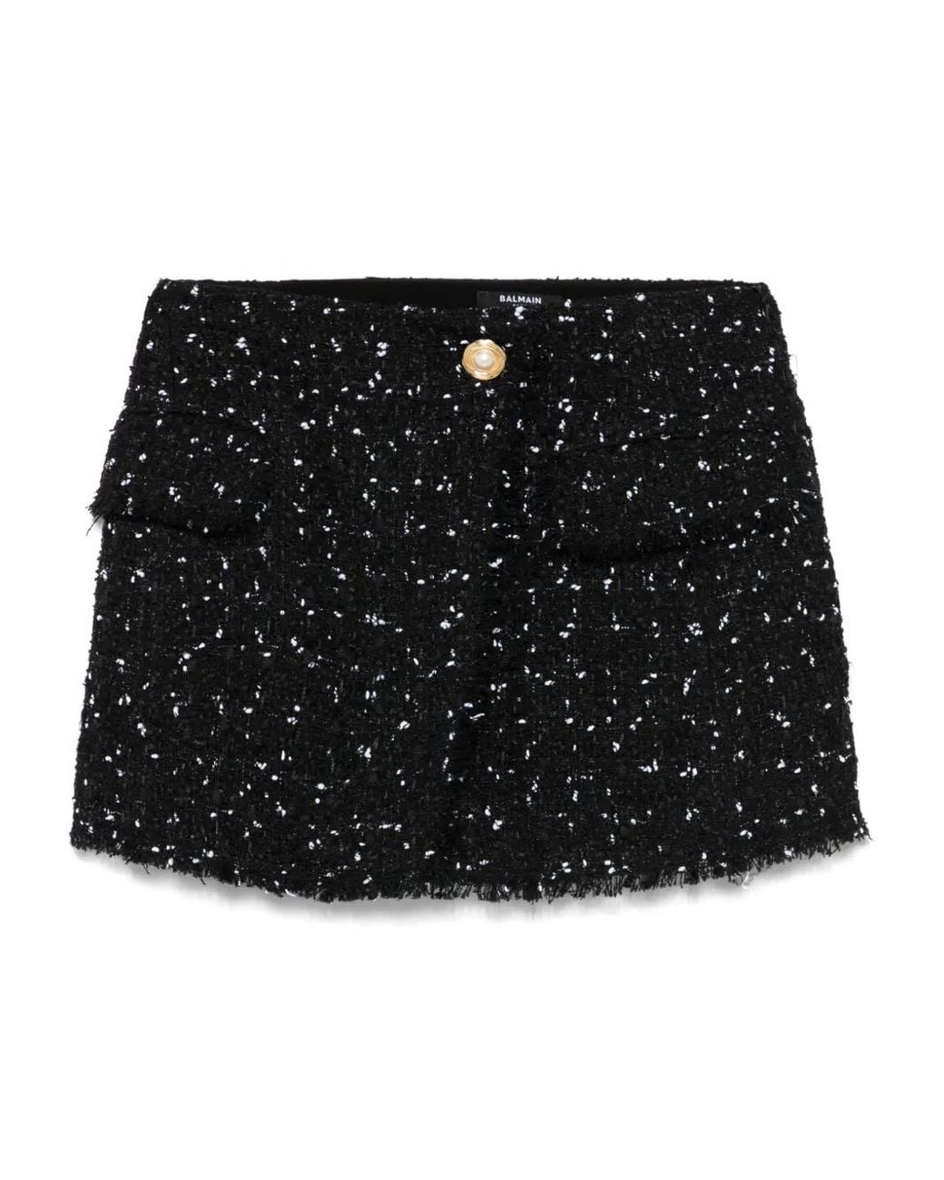 Balmain Black Tweed Mini Skirt