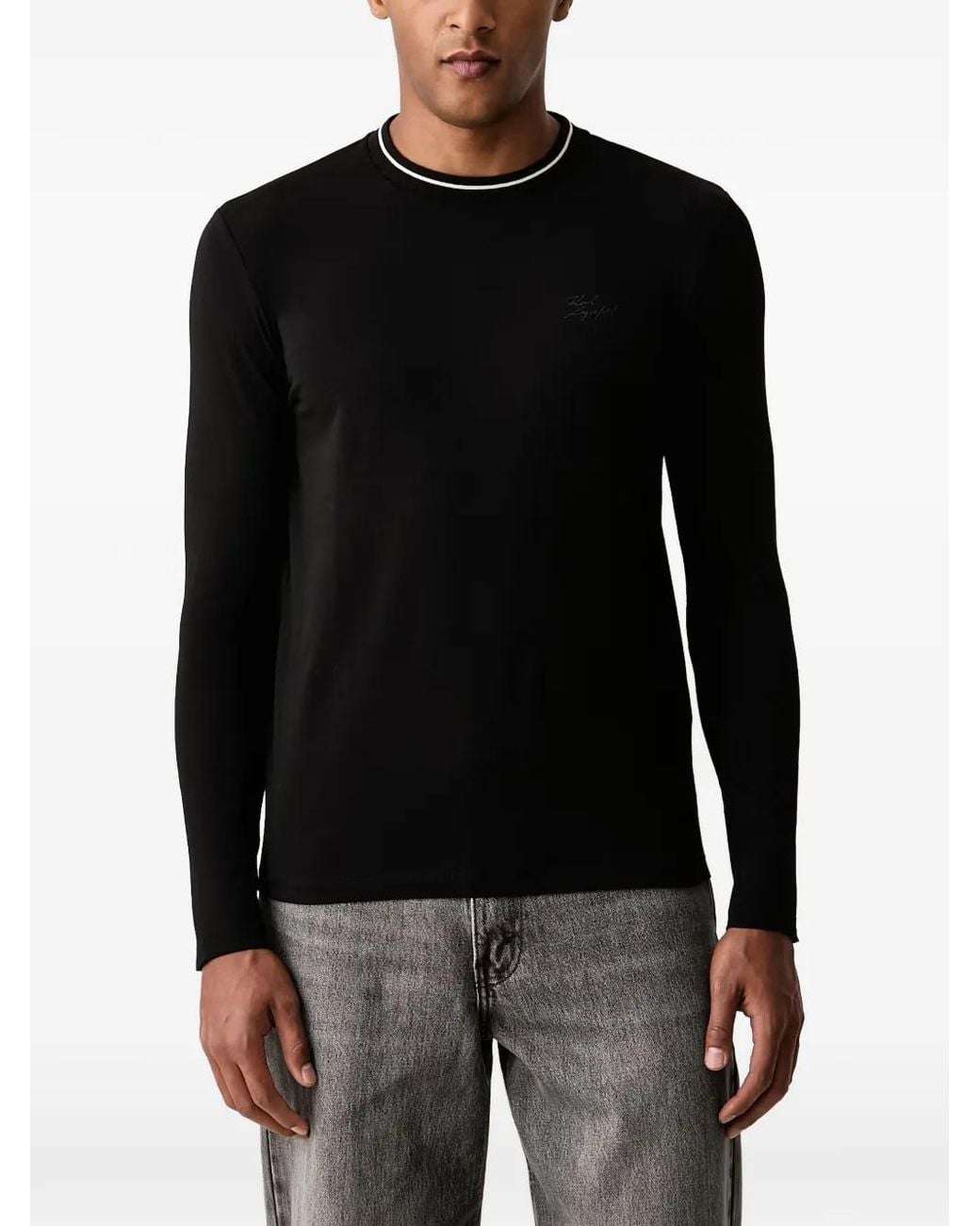 Karl Lagerfeld Black Long-Sleeves T-Shirt for men