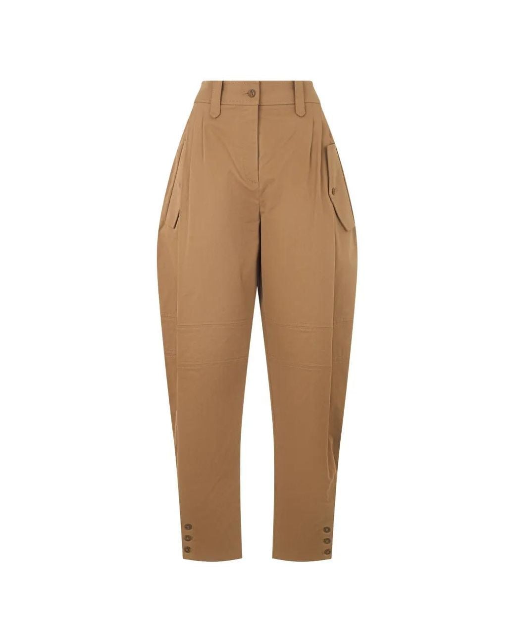 Alberta Ferretti Natural Pleat-Detail Trousers