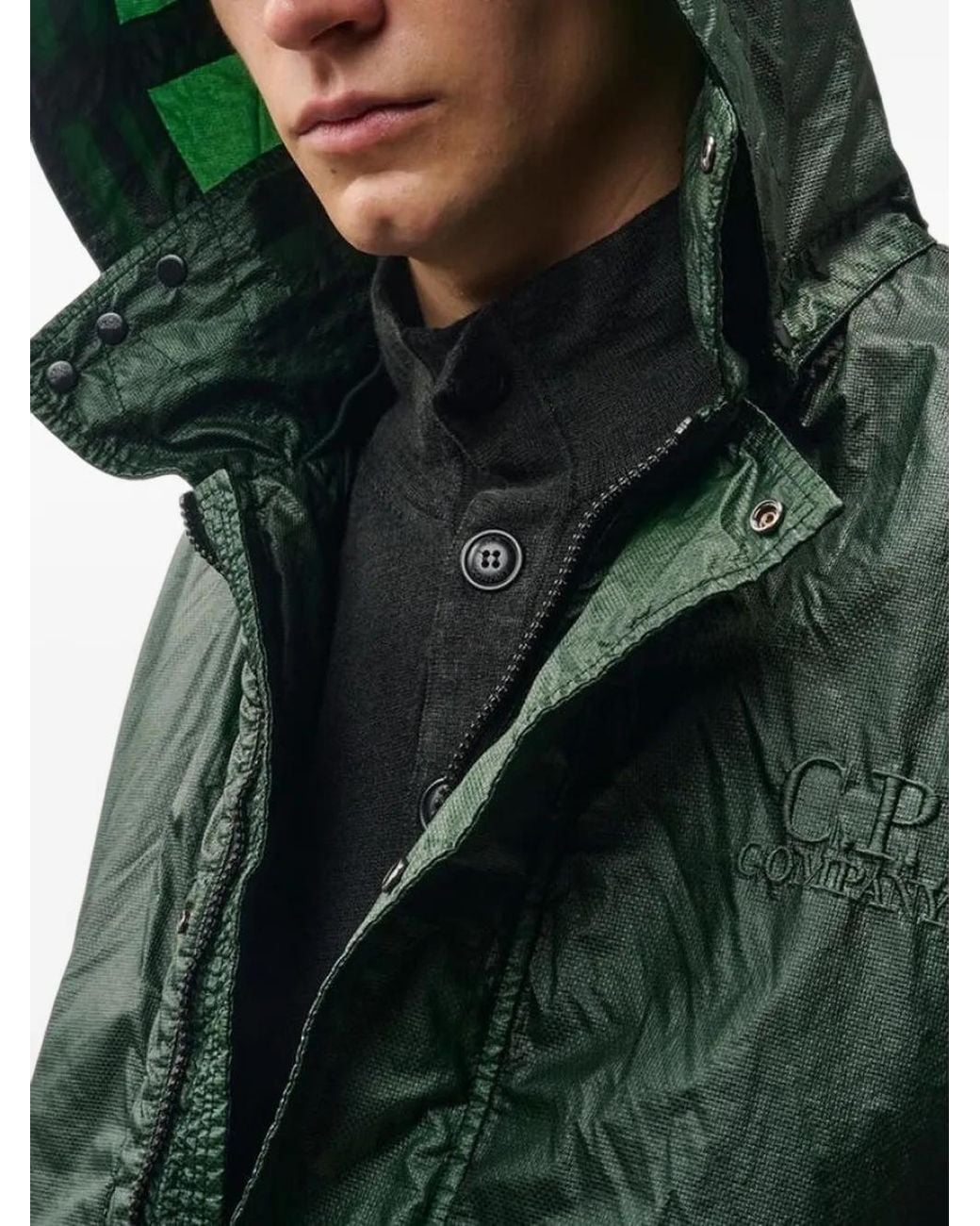 C P Company Green Opal Padded Goggle Jacket for men