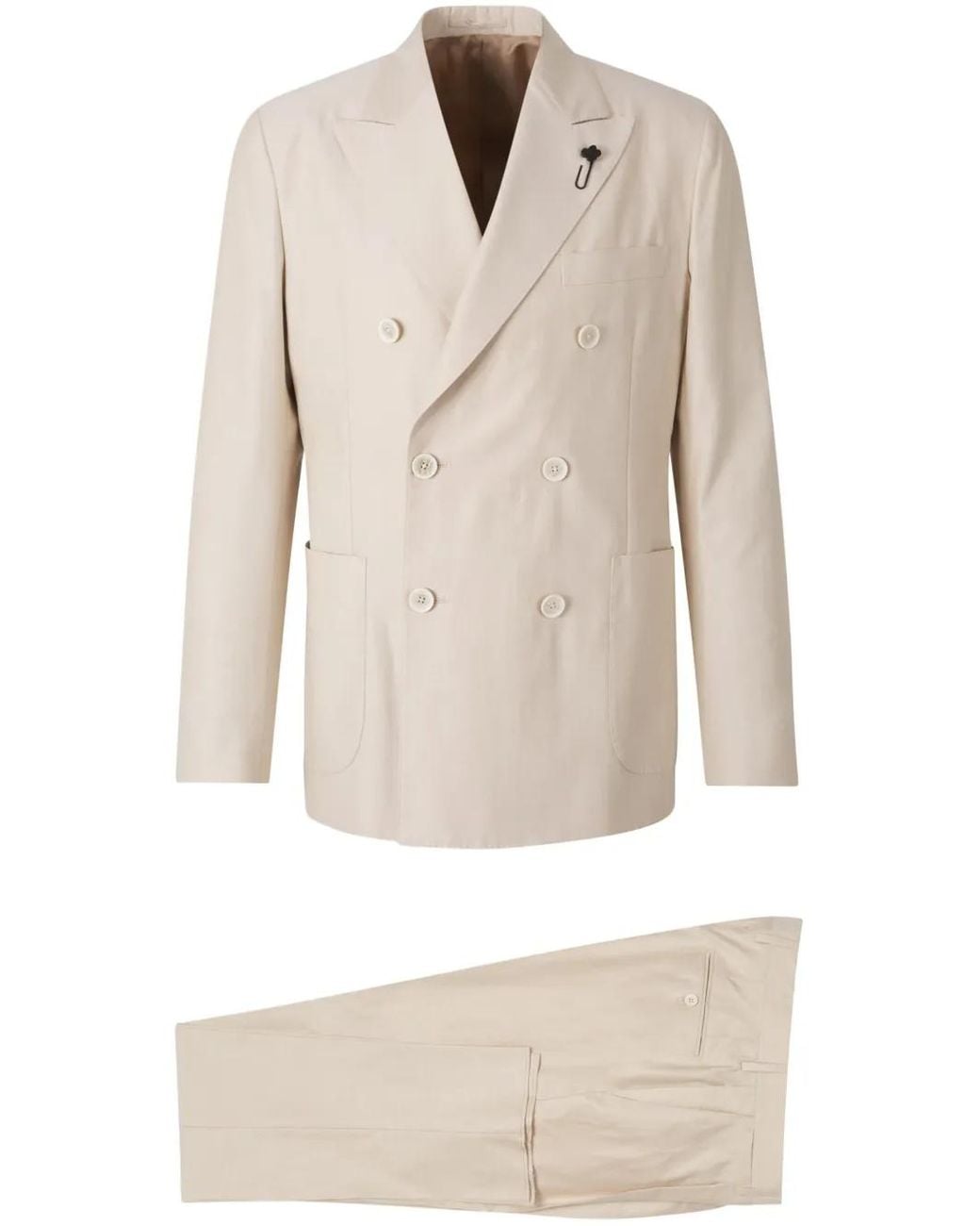 Lardini White Double-Breasted Suit for men