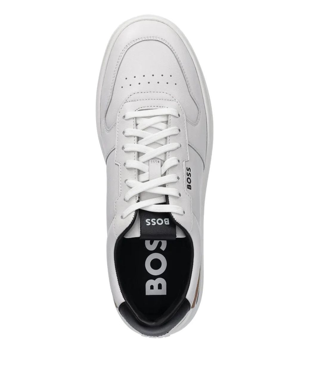 Boss White Logo-Detail Trainers for men