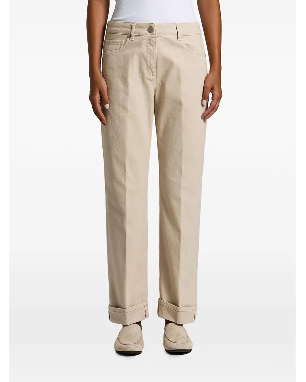 Peserico Natural Turn-Up Cuff Trousers