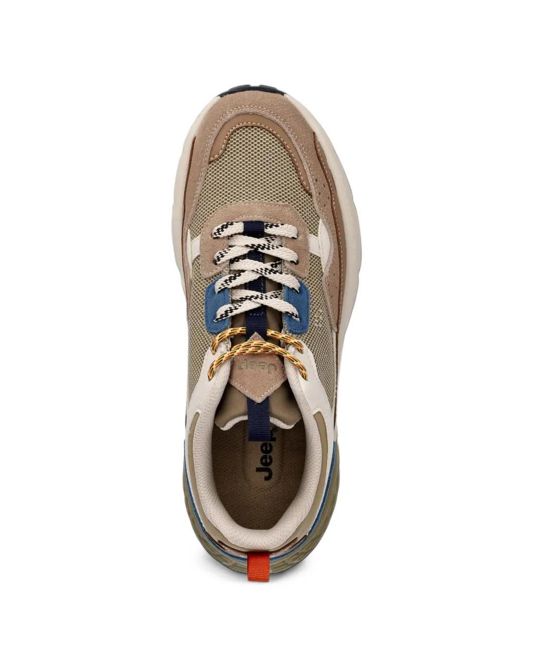 Jeep White Groove Washed Panelled Chunky-Sole Sneakers for men