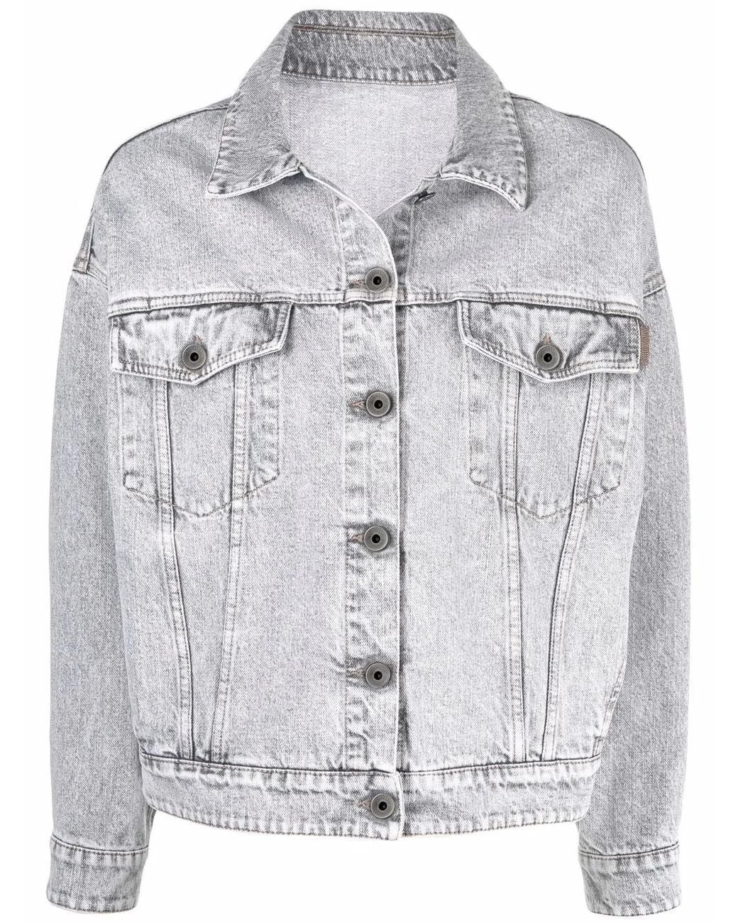 Brunello Cucinelli Gray Oversized Denim Jacket