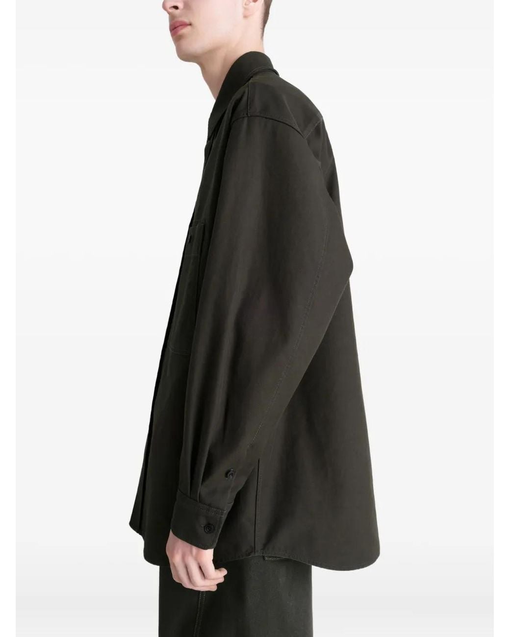 Lemaire Black Patch-Pocket Twill Overshirt for men