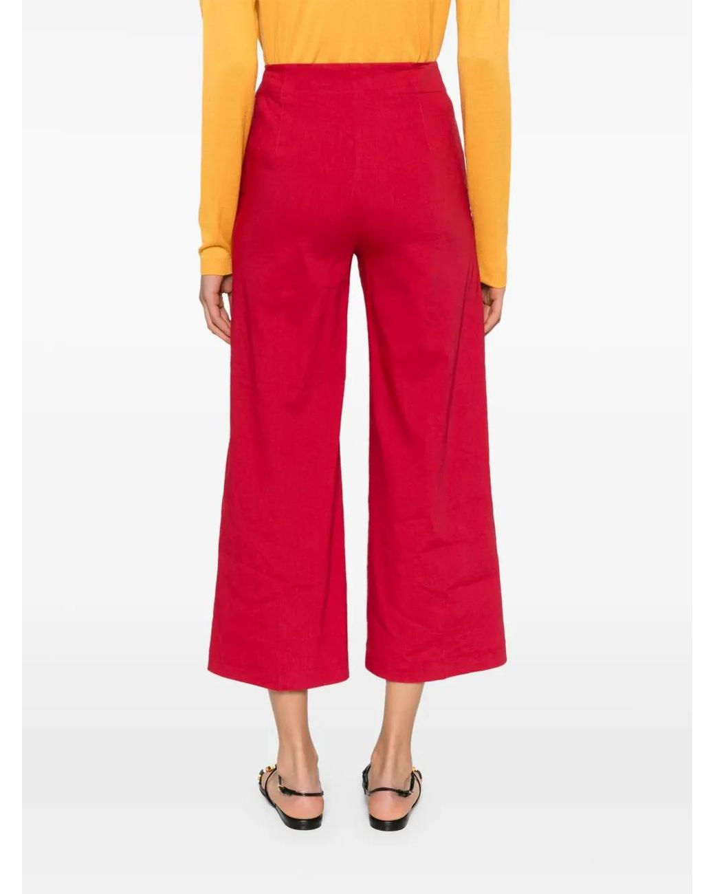 Theory Red Pressed-Crease Trousers